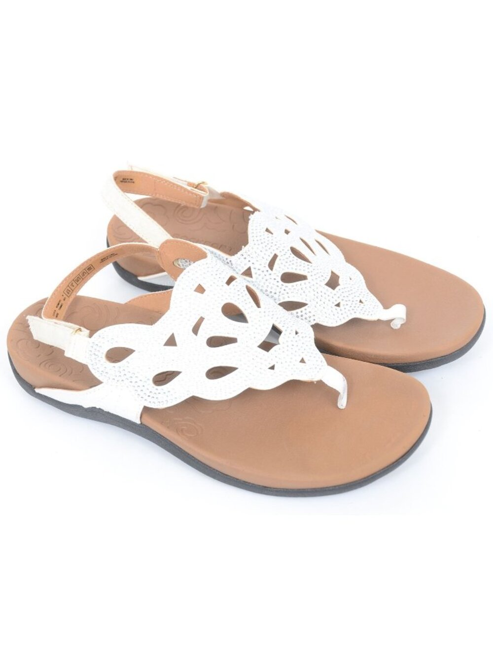 NEW Rockport Women 8.5 Shimmer Leather Hook & Loop Slingback Strap Wedge Sandal